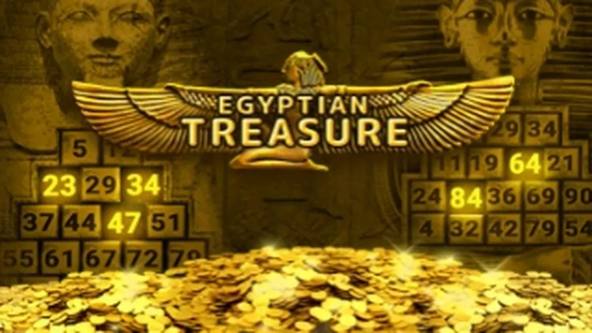 Interface do jogo Egyptian Treasure com símbolos egípcios